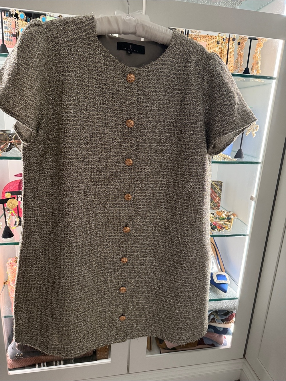 Abbey Glass Tweed Button-Front Dress